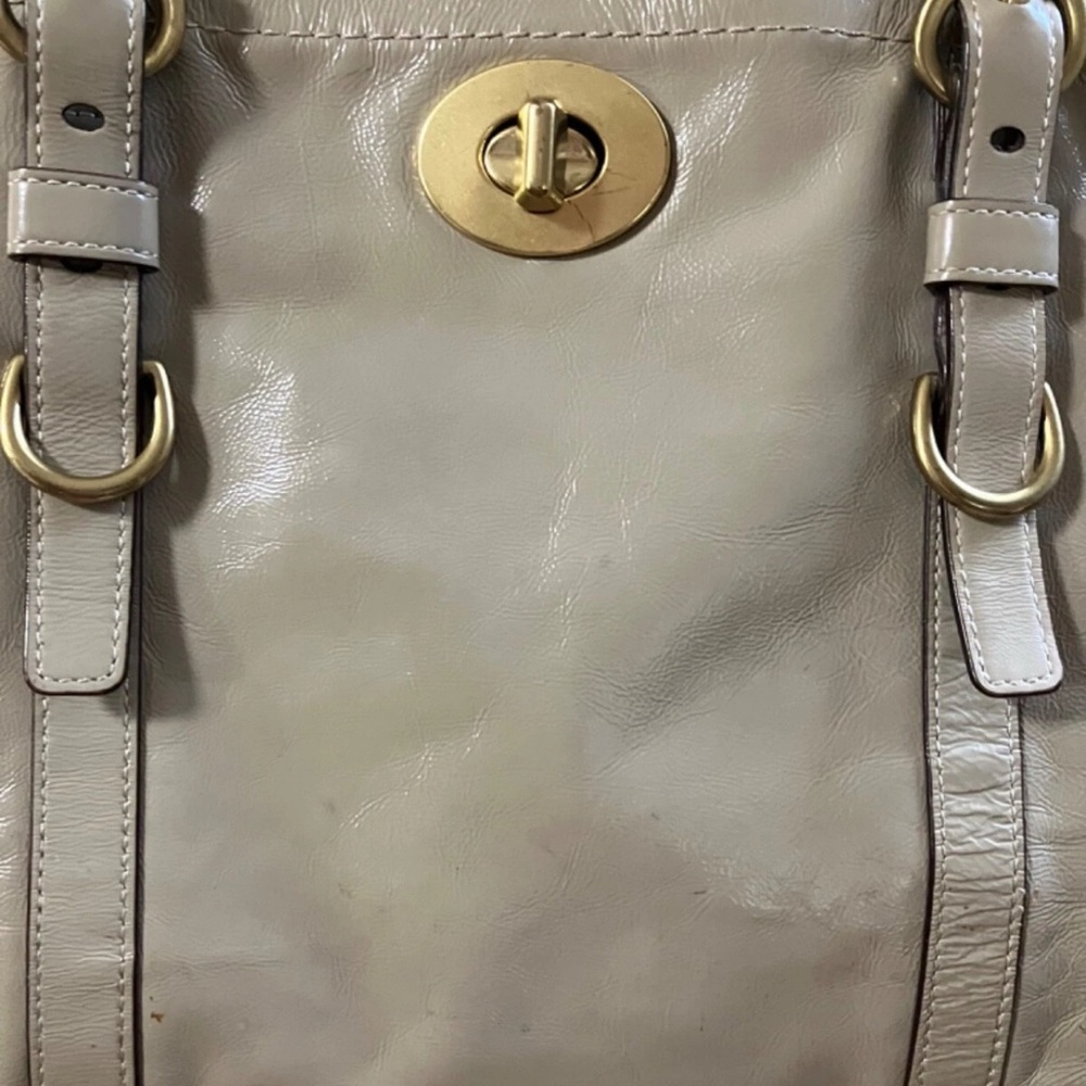 Coach Tan Leather Tote with Gold Accents - Picture 3 of 13